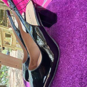 Torrid Black Patent Slingback Block Heel Pumps 10ww